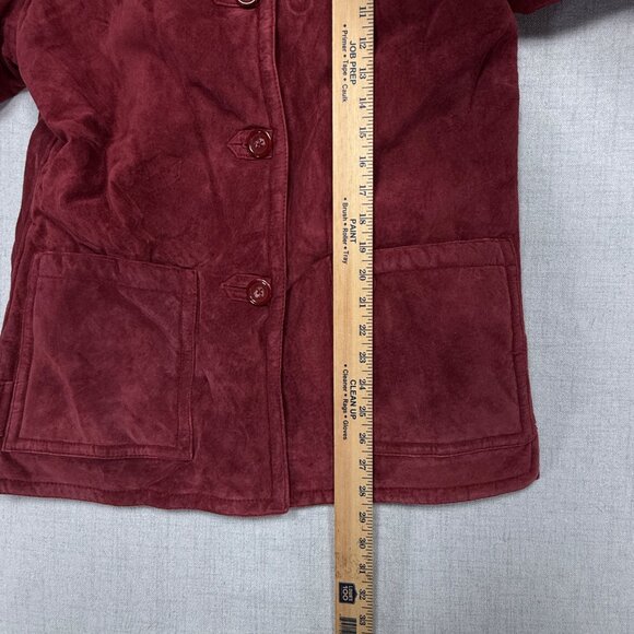 Dennis Basso Jacket Faux Fur Trim Burgundy Suede Leather Lined Size XS NWT - Picture 8 of 12